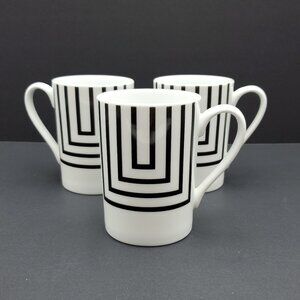 Let's Dine Super White Porcelain Mugs Lets Dine White Mugs with Black LInes
